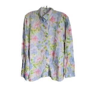 Napa Valley Women Blouse Top Size XL Lightweight Cottage Floral 100% Cotton